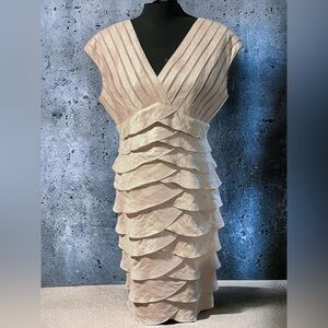 ADRIANNA PAPELL | Pink Shimmering Tafeta Cocktail Dress  Sz 14